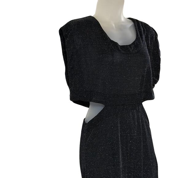 Somedays Lovin black shimmer cutout mini dress metallic sparkle  Medium - Picture 9 of 10